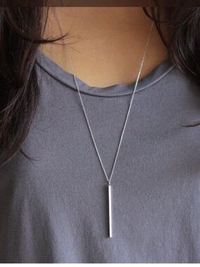 Sterling Silver Bar Pendant Necklace